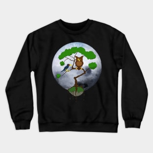 An Owl A Crow And The Moon Crewneck Sweatshirt